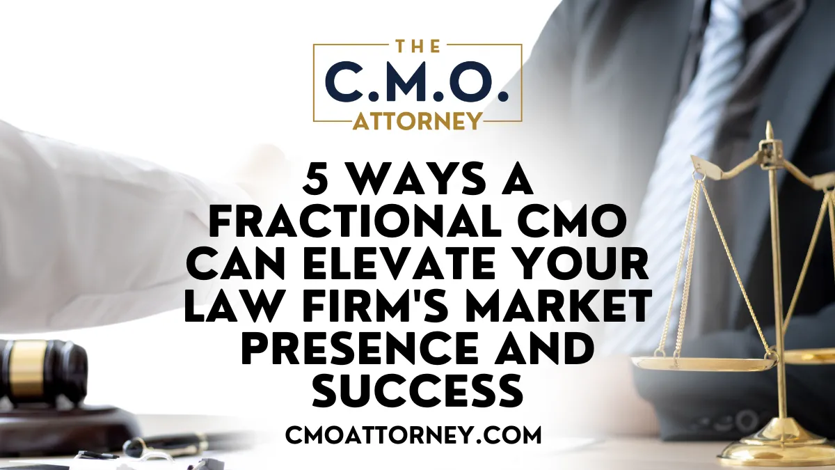 In an era where law firms face increasing competition, the effectiveness of traditional marketing strategies can often fall short. A fractional Chief Marketing Officer (CMO) offers tailored law firm marketing strategies to enhance visibility and engagement. This post explores five impactful ways a fractional CMO can transform your market presence. Readers will gain insights on optimizing billable hours through effective marketing consultation, understanding key success metrics, and overcoming common marketing challenges. By addressing these issues, law firms can navigate their growth journey more effectively, unlocking new opportunities for success.