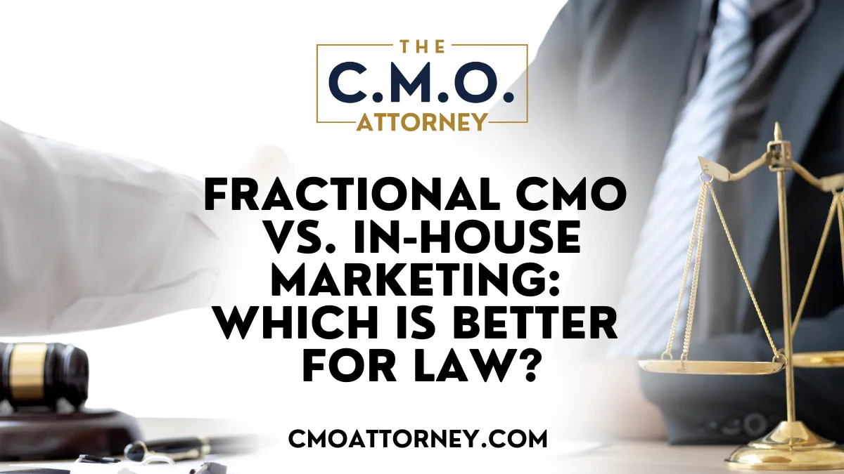 Are you struggling to find the right marketing strategy for your law firm? Many legal practices face challenges in effectively managing their marketing efforts. This article will explore the benefits of fractional Chief Marketing Officers (CMOs) compared to traditional in-house strategies. Key points include the cost-effectiveness of fractional CMOs, the flexibility they provide, and the unmatched expertise they bring to your marketing initiatives. By understanding these advantages, law firms can enhance their marketing resources and ultimately drive better results through effective digital marketing for lawyers. Visit our “about us” page to learn more about our tailored marketing services and consultation options.